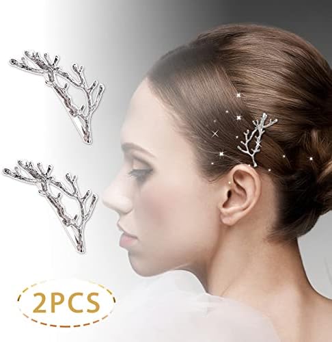 2 PCS Slatki isječci za kosu za žene zlatne i srebrne grane Barrettes za debele/tanke kose_ligator isječci za kosu Male pribore za