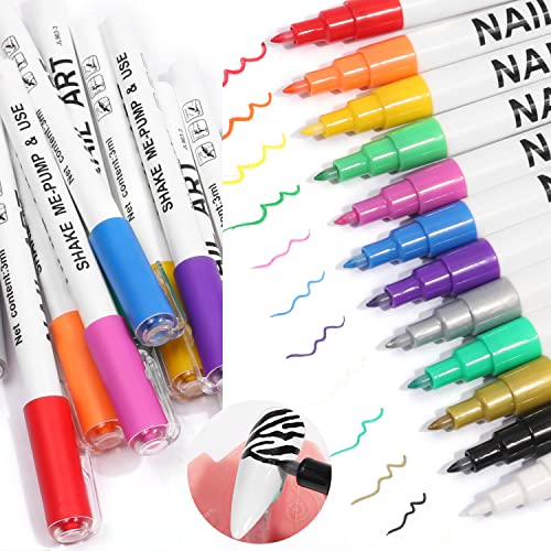 12 komada / Set. Nail design 3ech oslikana olovka za crtanje noktiju točka Grafiti razmaknuta olovka cvjetna olovka kuka linija za