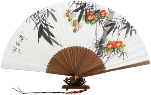 Ručno oslikana preklopna crvena kamela cvijeta i ptica slika bijeli papir bambusova umjetnost drvena azijska orijentalna zidna deco