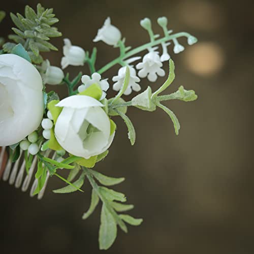 Srebrna vjenčana četka za kosu s bijelom ružom ukosnice za cvjetne češljeve Pribor za vjenčanu kosu za žene i djevojke