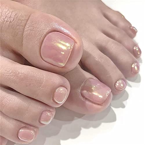 Kliknite na nokte na nogama u obliku četvrtastih lažnih noktiju sa sjajnim dizajnom francuski savjet lažni nokti akrilni ljetni nokti