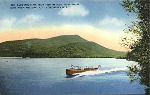 Plava planina iz kućice za čamce Hedges na jezeru Blue Mountain, njujorška originalna Vintage razglednica
