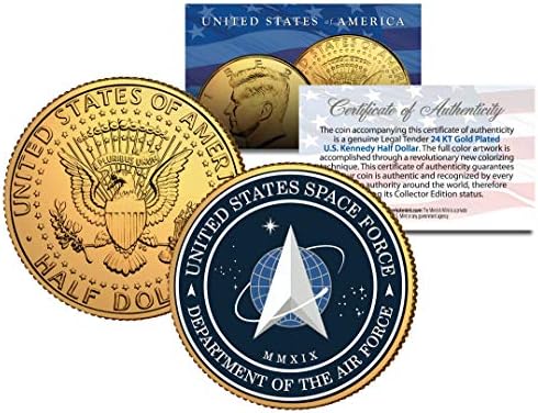 MERRICK MINT Ujedinjena Space Force USSF 6. Podružnica 24K zlatna obloga JFK pola dolara US COIN