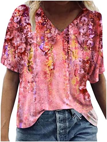 Ženske predimenzionirane košulje 2023, tinejdžerke leptir tiskani pulover hladni rame vrhovi cvjetasta majice