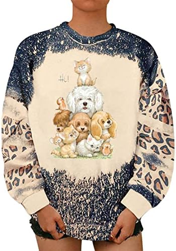 Slatka životinjska majica s dugim rukavima Ženski božićni leopard pulover vrhovi bluza casual trendi vanjska odjeća jesen chothing