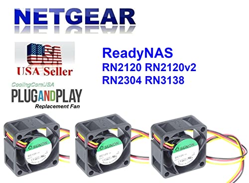 3x ExtraCooling tihi verzija Zamjenski ventilatori, kompatibilni za Netgear Readynas RN2120 RN2120V2 RN2304 RN3138