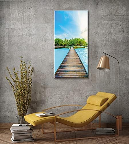 Platna platna zidna umjetnost za hodnik, piy vertikalni most mahara do tropske otočne slike s plavim nebom, moderni opuštanje tiska