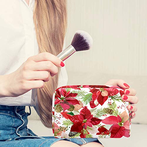 Leveis zimska poinsettia cvijeće mala torbica za šminku za torbicu putopis kozmetičke torbe prijenosna toaletna toaletna torba za žene