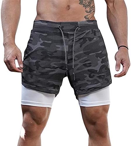 Gafeng muški 2 u 1 kratkim hlačama koje trče 5 -inčni teretana trening joga brze suhe hlače s džepom telefona