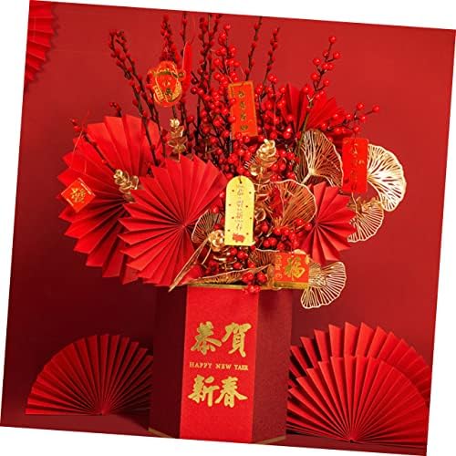 BUSTOYARD 6PCS sklopivi ventilator chinoiserie dekor papir ventilatori ručni crveni ukras sklopivi ručni šešir kineski ručni ventilator