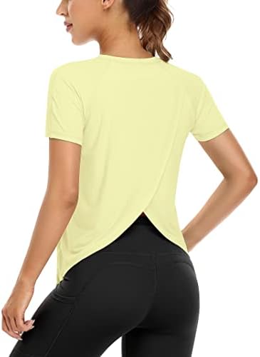 Ženske majice za vježbanje s kratkim rukavima, majice za trčanje u teretani, joga gornji dio s prorezom na leđima