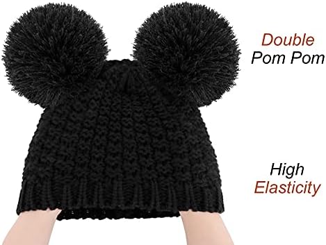 Livingston Winter Beanie šeširi za žene pleteni kabel mekani slatka Beanie s dvostrukim pompom ušima