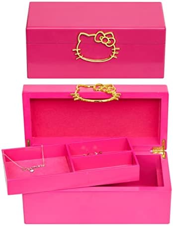 Hello Kitty Sanrio Gold Icon Pink Lacquer Wood Box Box Box Box Box s telopskom oblogom Službeno licencirano