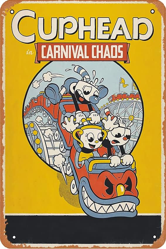 Cuphead plakati igra Cuphead u karnevalskom kaosu plakatu retro plakati metalni znak limen metalni znakovi vintage smiješni poklon,