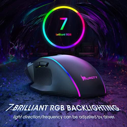 Pauroty Gaming Mouse RGB Wired, ergonomski PC igrački miševi s Chroma RGB pozadinskim osvjetljenjem, 8000DPI podesivi, 8 programirajućih
