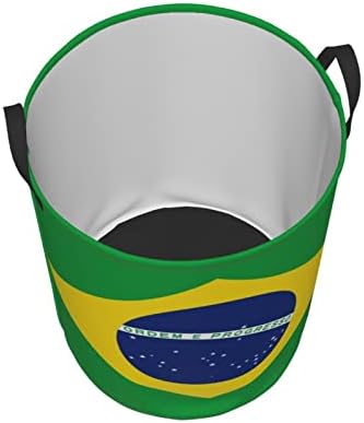 Košara za rublje s brazilskom zastavom Okrugli organizator igračaka sklopiva košara za rublje za spavaću sobu kupaonska košara
