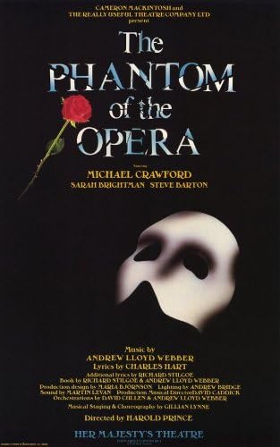 Phantom of the Opera, The Poster Broadway Theatre Play 11x17 Michael Crawford Sarah Brightman Vintage Art MasterPostest Print, 11x17