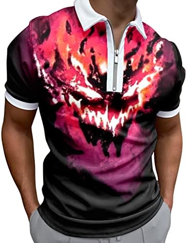 Ljetne majice za muškarce muške ležerne gornje košulje 3D print zatvarač skrenite ovratnik moda labava bluza muška visoka t