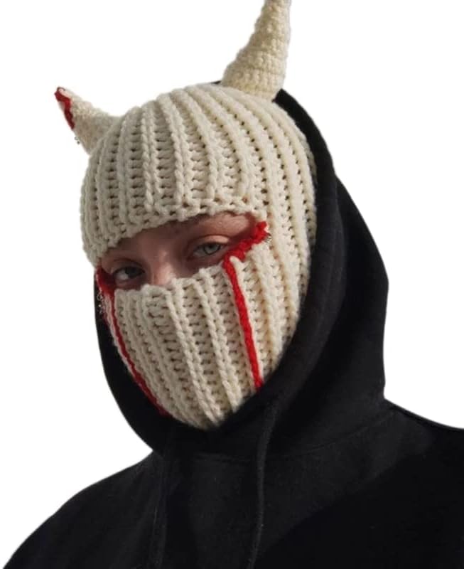 Smiješni rogovi kreativni pleteni šešir zrna toplo pokrov za lice skijaške maske šešir sa vjetroempoot balaclava šešir za muškarce