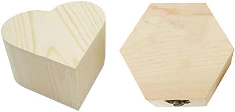 Poklon kutija za pakiranje od 2 komada drvena kutija za obrt u obliku šesterokuta u obliku srca neobojene drvene kutije za pohranu