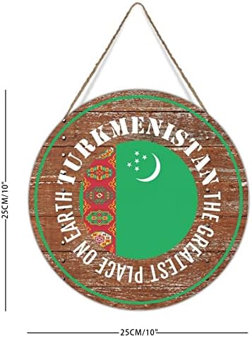 Dobrodošli vješalica za vrata Najveća mjesta na Zemlji Turkmenistan Wood Signs Turkmenistan Country zastava drvena natpis Zidni dekor