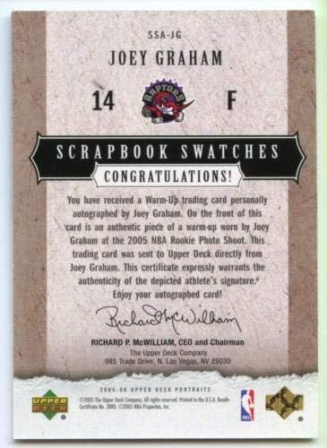 Joey Graham Rookie Card 2005-06 UD Portreti Scrapbook Swatches Autographs jg - košarkaške ploče rookie karte