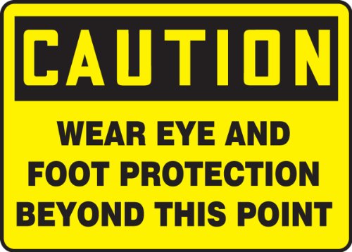 Accuform znakovi MPPE420VS ljepljivi vinilni sigurnosni znak, legenda Oprez Nošenje zaštite od očiju i stopala izvan ove točke, 7 Duljina