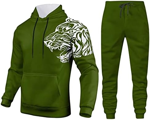 Bmisegm muški odijelo jakne muške jeseni/zima moda casual tigar tisak s džepnim baršunastim hoodie hoodie hlača dva komada
