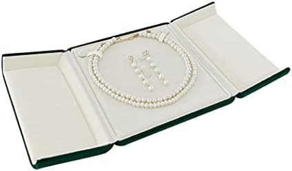 Luksuzni vrhunski razred veliki nakit za nakit zelena baršunasta kutija pakiranje velike ogrlice i naušnice set biserskih pramenova