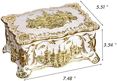 Antikna kutija za nakit s zrcalnim dvoslojnim bravama (veličina 7,5 M5,5 M3,5) - viktorijanska metalna kutija organizator za pohranu