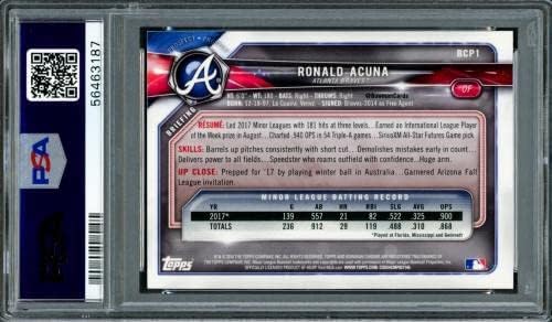 Ronald Acuna Jr. Autographed 2018 Bowman Prospects Chrome Rookie Card 1 Atlanta Braves PSA 9 Auto ocjena metvica 9 PSA/DNK 56463187