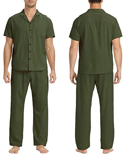 Yaogro muški posteljina sets Outfits: 3 komada košulje na plaži Down Majice casual labave hlače kratki rukavi za hodanje kratkih rukava