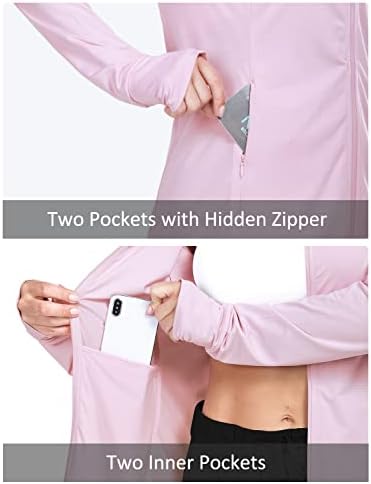Košulje s dugim rukavima u ženki Upf 50+ Zaštita od sunca Full Zip Atletske jakne trče lagane džepove s patentnim zatvaračem