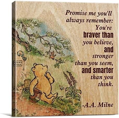 Winnie The Pooh zidni umjetnički dekor zapamtite da ste hrabriji nego što vjerujete da citirajte platno slikanje slike uokvirene platnene