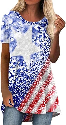 Ženska majica s kratkim rukavima, Ženska ljetna modna majica s okruglim vratom s printom Dana neovisnosti, ženska ležerna radna majica