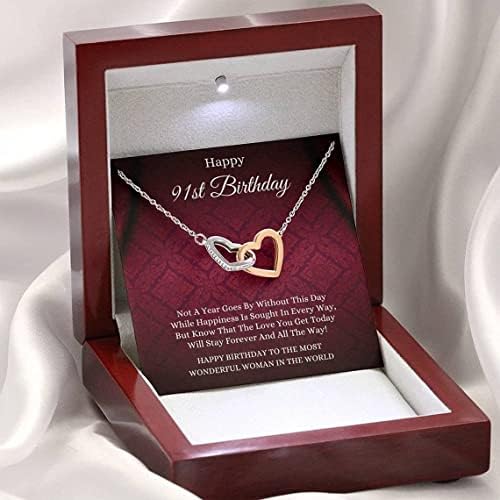 Kartica s porukama, ručno izrađena ogrlica - Ogrlica lanac 91. rođendan za njezin poklon, 91. rođendanski poklon za nju, Ninty Prvi