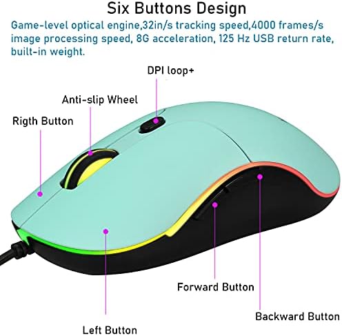 Hsmienk nadogradnja USB ožičenog mišjeg klika za ured, dom, igrače, 3200DPI, programibilne gumbe, USB LED miševe s pozadinskim osvjetljenjem