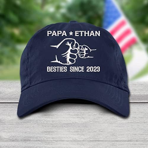 Nazenti Personalizirani tata šaka kapica, prilagođeni djed šešir za muškarce, tata 2023 Pokloni, očevi Dan rođendanskih poklona za
