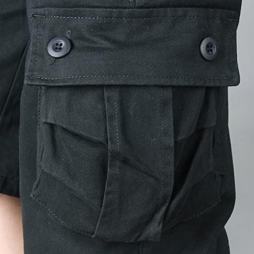Ymosrh muške kratke hlače povremene srednjeg struka ošišane hlače s više džepova na otvorenom za ravne noge kratke hlače za muškarce