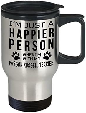 Ljubitelj pasa Putnička kava šalica - sretnija osoba s parsonom Russell terijer -Pet vlasnikom za spašavanje poklona