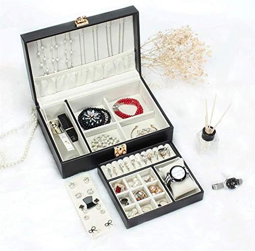 QTT kožne kutije za nakit 2 sloja Uklanjanje nakita nakit sa sigurnosnim zaključavanjem Organizator nakita za naušnice za prstenje