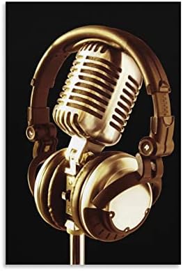 HHGAOART Glazbeni plakat Šareni mikrofon zidne umjetničke dekor glazba Ljubitelj platno slikanje za dnevnu sobu Spavaća soba na fakultetskoj