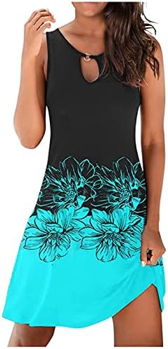 Ženske 2023. ljetne haljine bez rukava casual vitka cvjetna ključanica vrata šuplje na plaži mini sunčanice