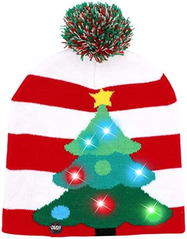 Ourward je vodio božićnu beanie osvijetlio božićne šešire, pleteni šeširi s 6 šarenih LED svjetla, unisex zimski snježni šešir