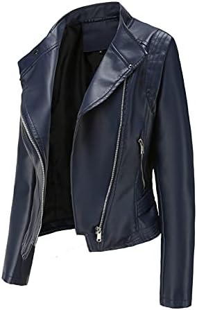 Ženske zimske jakne Zip Up Up Čvrsti obrezi Slim fit kože Motocikl Biker Punk Coats Topla Slatka vuna Ortna odjeća