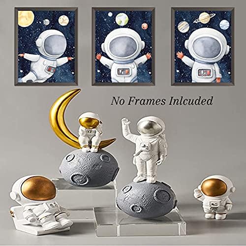 Ruiyan 6 komada smiješna inspirativna crtana crtića Svemirski astronaut planet zidna umjetnost, Explore Dream Discover for Boys, Perfect