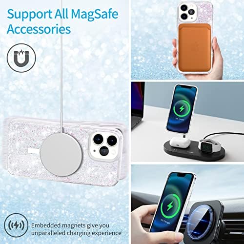 Abitred magnetska futrola za iPhone 12 Pro Max [Kompatibilno s Magsafe] [Anti Yellowing] Magnetski pokrov s blingiranjem iskra za žene,