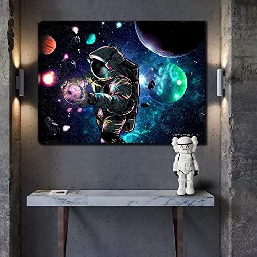 Sosolong planet astronaut platno zidna umjetnost, svemirski zid dekor za dječake spavaće sobe dnevna soba