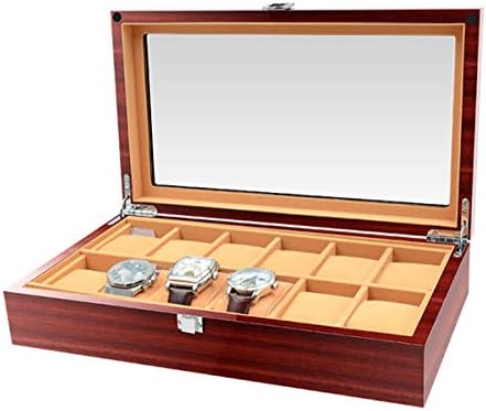 BYCDD Organizator kutije za kutije za gledanje poklon, drveni predmet za odlaganje organizatora nakita sa staklenim gornjim satovima