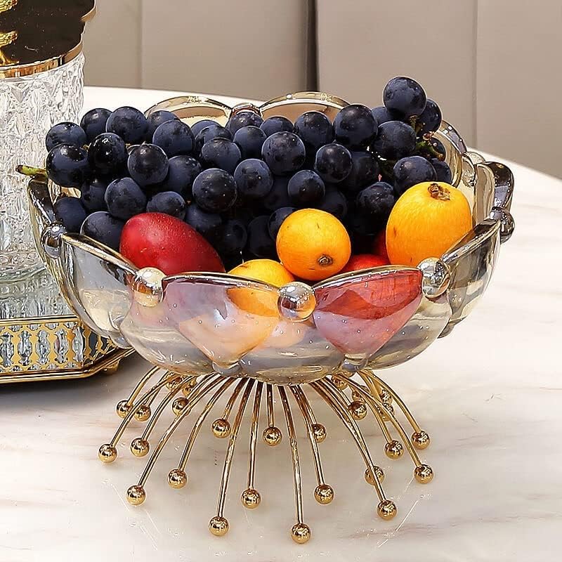 + Kristalni tanjur s voćem s visokom nogom za dnevni boravak, stol za blagovanje, tanjur za grickalice, slatkiše, posuđe za ukrašavanje